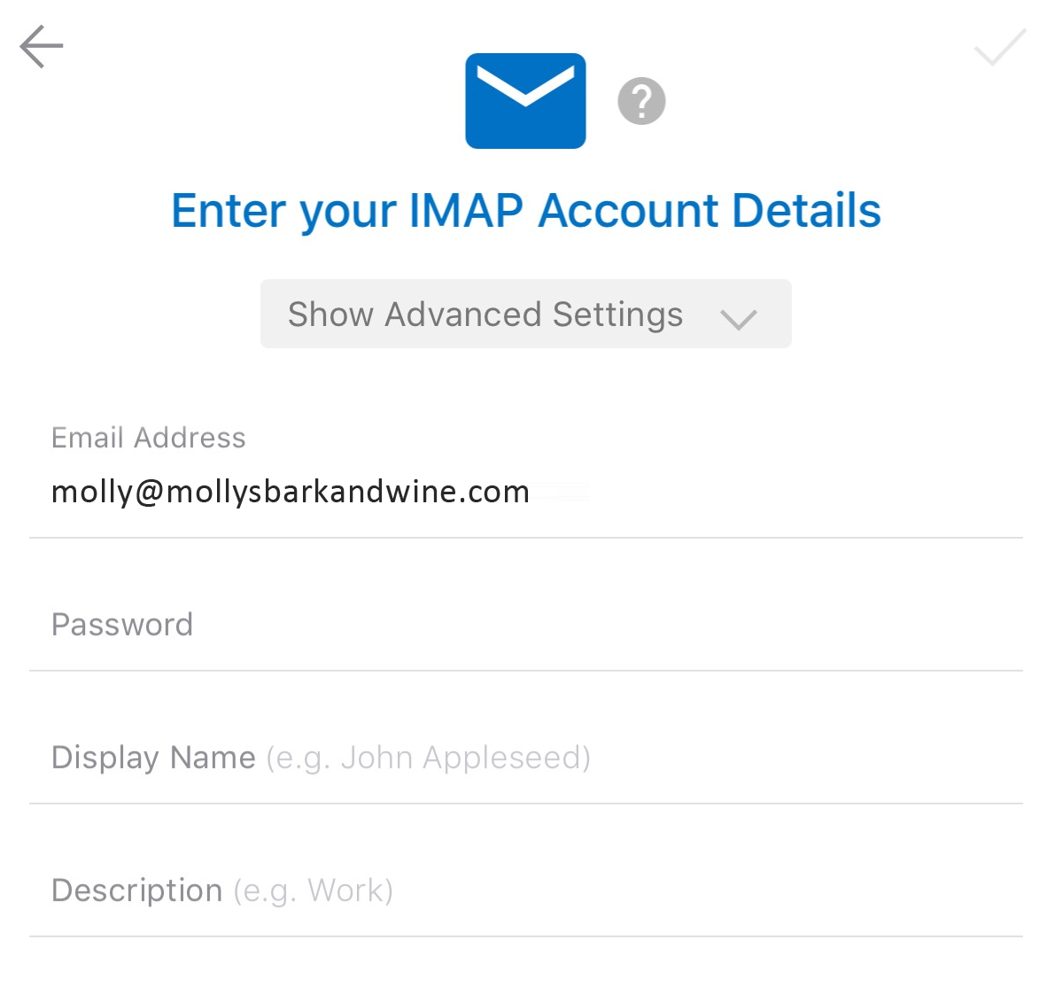 Type in email details