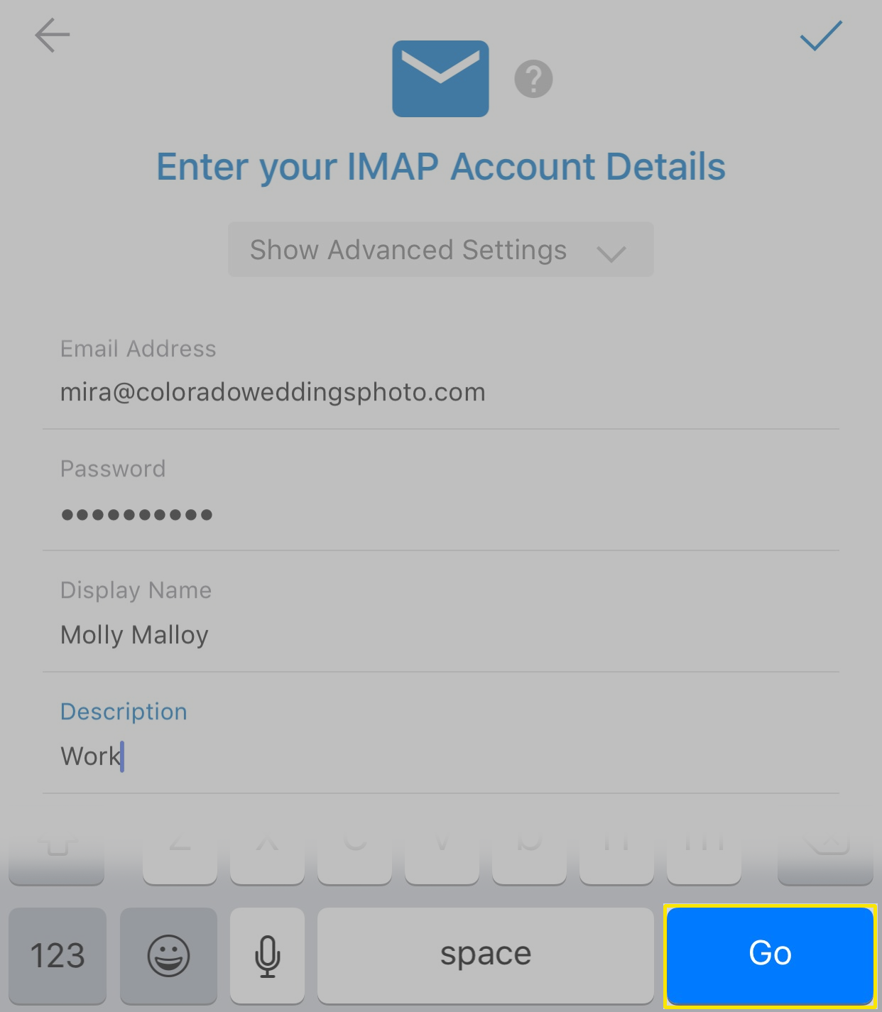 godaddy email setup outlook imap