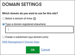 Enter the domain registered elsewhere