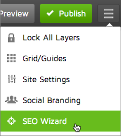 Click three-bar icon and choose SEO Wizard