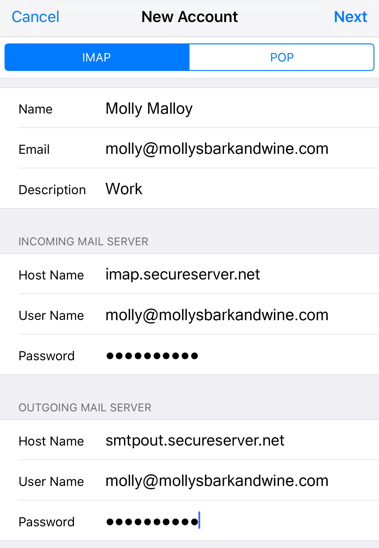 godaddy email setup outlook iphone