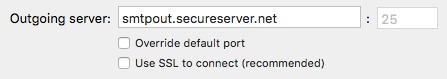Enter outgoing server: smtpout.secureserver.net
