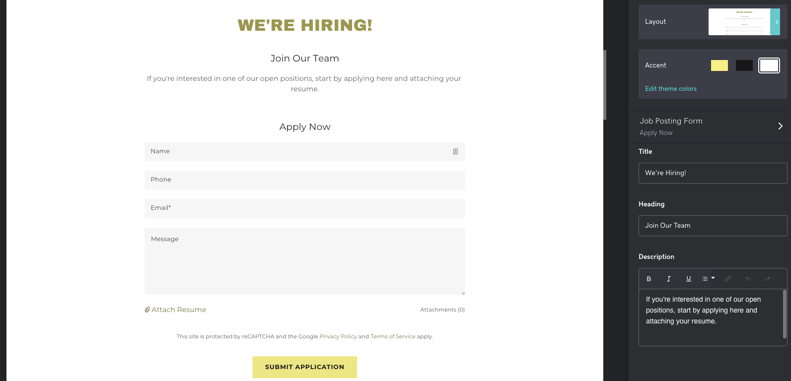 Capture d'écran de la nouvelle section des offres d'emploi