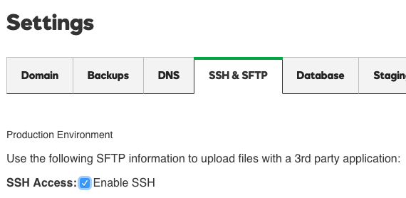 click the box to enable SSH