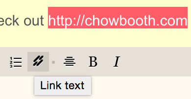 Highlight URL and click chain link button.