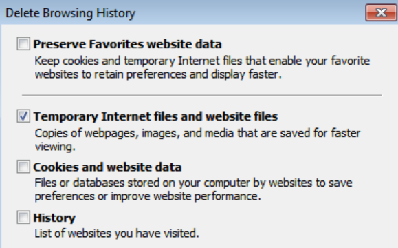 Sélectionnez les fichiers Internet temporaires et les fichiers de sites Web