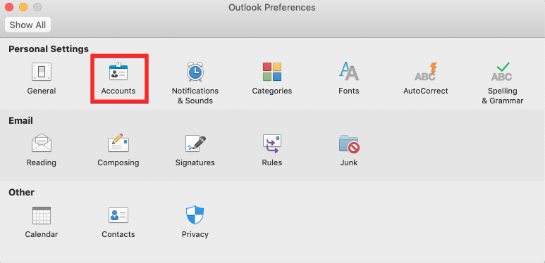 adding email account in outlook for mac
