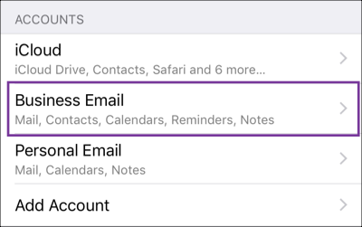 See Office 365 email account display under Accounts
