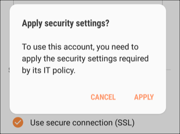 Tap Apply to use security settings