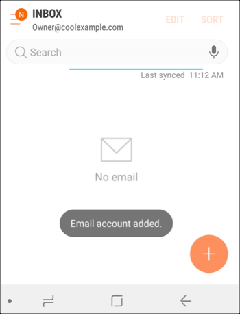 Correo electrónico añadido a la aplicación Mail de Android
