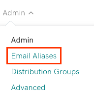 Guia do Microsoft 365 aberta mostrando Aliases de email