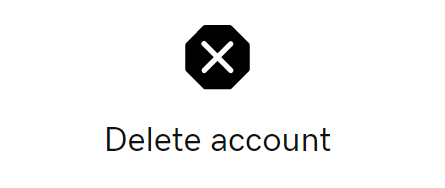 Stop sign with Delete account underneath
