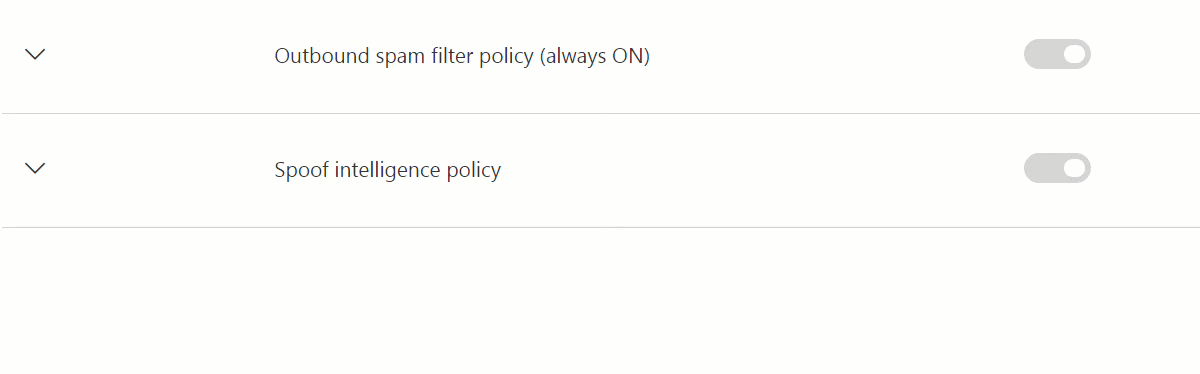 Política de filtro de spam saliente ampliada y botón de política de edición con icono de lápiz