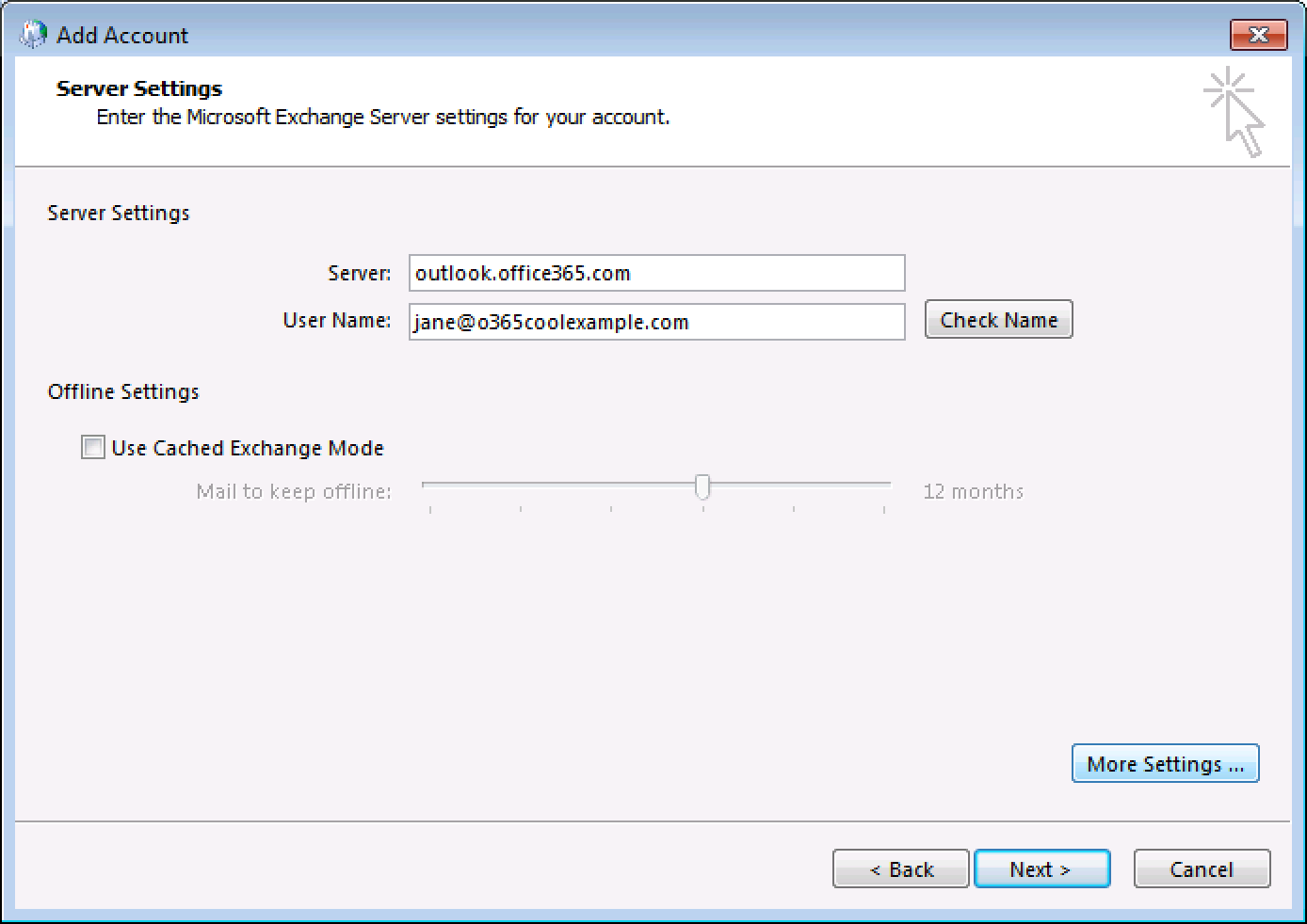 incoming mail server for outlook 365