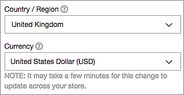 Choose Country/Region and Currency