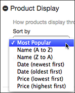Use the Sort by menu to control order of products on page