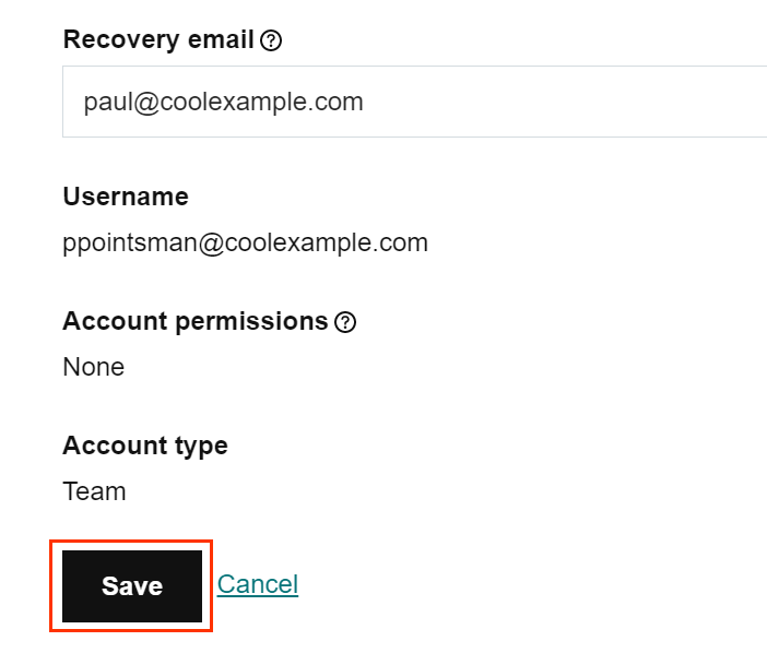 Save recovery email