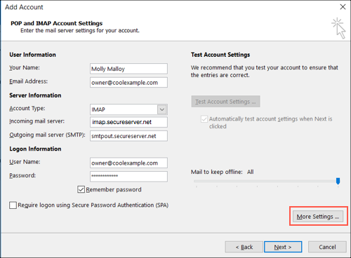 how to manually add email account in outlook 2016