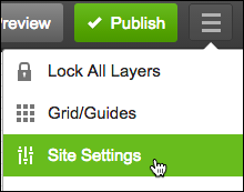 Click the three-bar icon to manage your Website settings