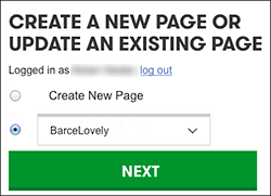 Choose an existing page and click Next