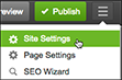 Click the three-bar icon (Manage Settings) to manage your site settings
