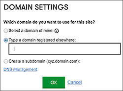 Enter the domain registered elsewhere